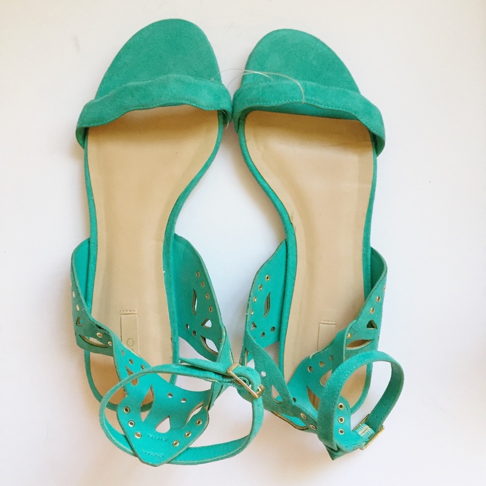 Aldo Green Stud Suede Flat Sandals
